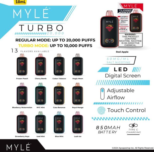 MYLE Turbo 20000 Puffs 50MG Disposable Vape in Dubai