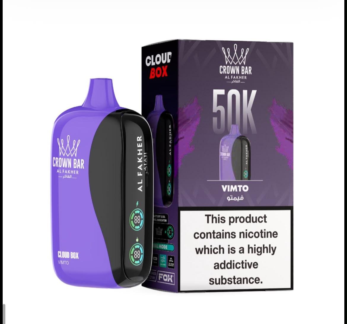 Al Fakher 50000 Puffs Cloud Box – Crown Bar 6MG Disposable Vape in Dubai